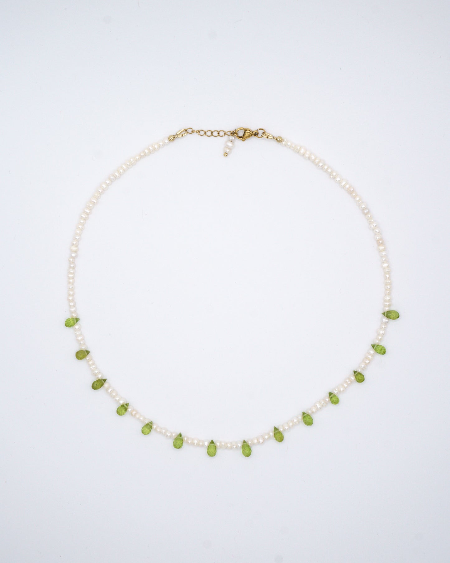 WILLOW - freshwater pearl & peridot necklace